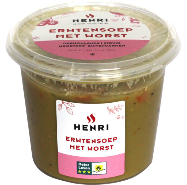Erwtensoep met Wroeters® buitenvarkensvlees en -worst (let op: Winter)